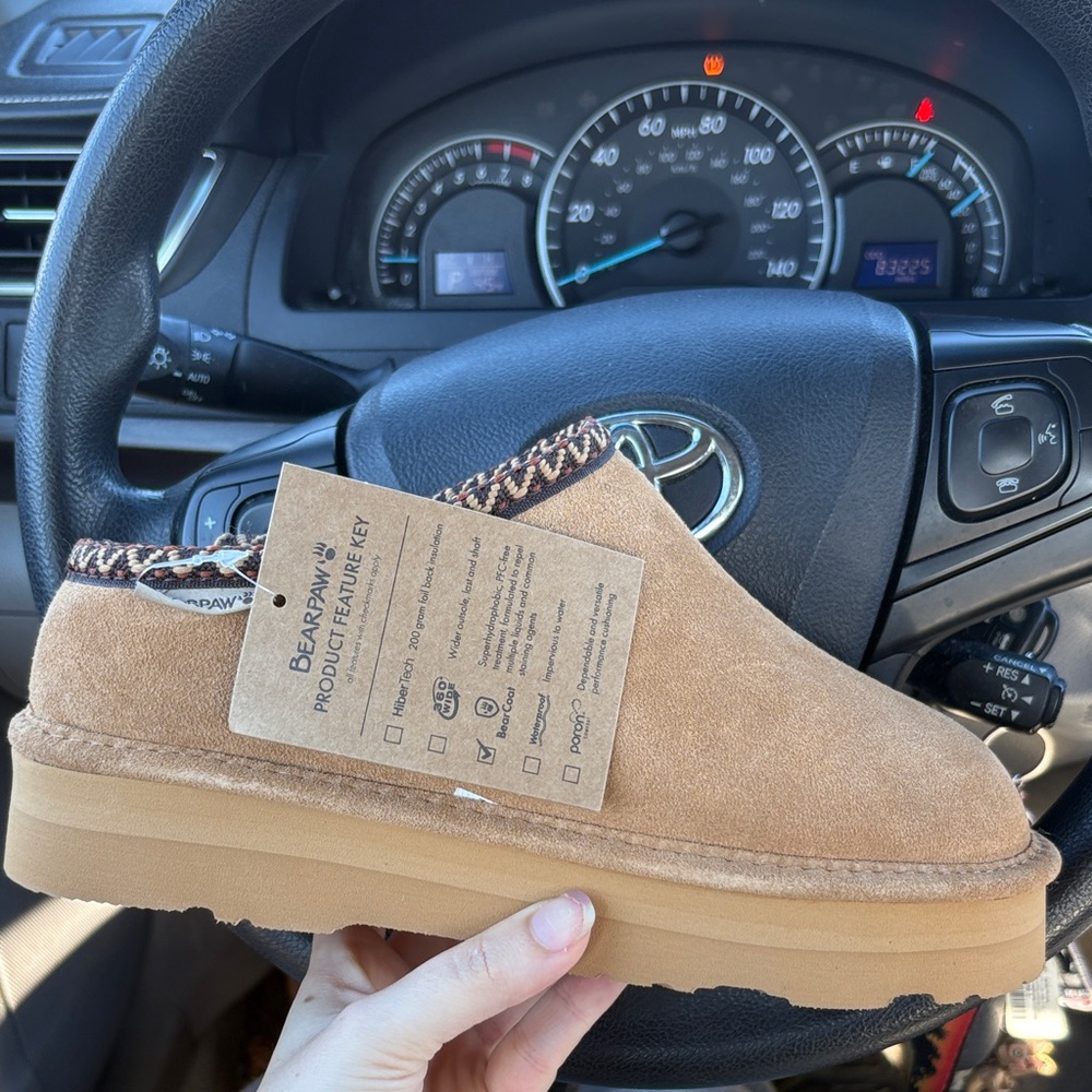 BearPaw Camel Suede Slip-Ons
